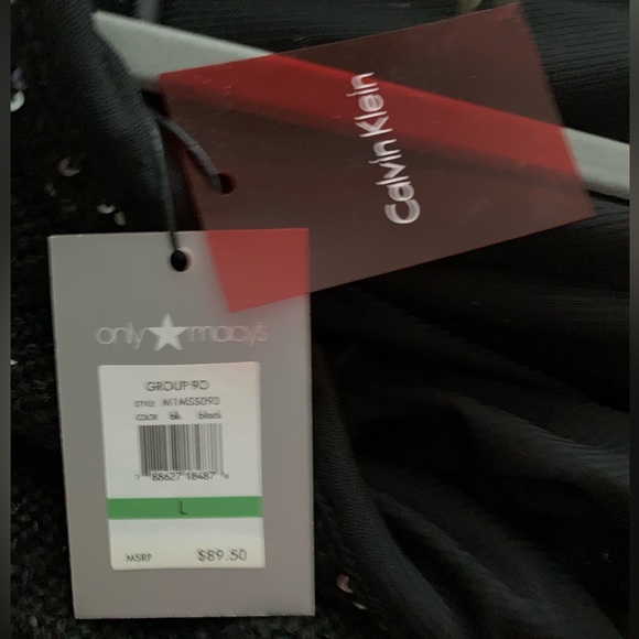 NWOT GORG Calvin Klein Knit Shrug/Black Knit Sequins Front/Back, Ruched, L - Picture 7 of 7